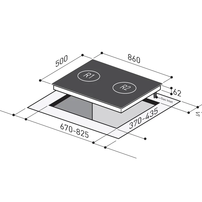 Mayer MMGH892HE 86cm 2 Burner Glass Gas Hob