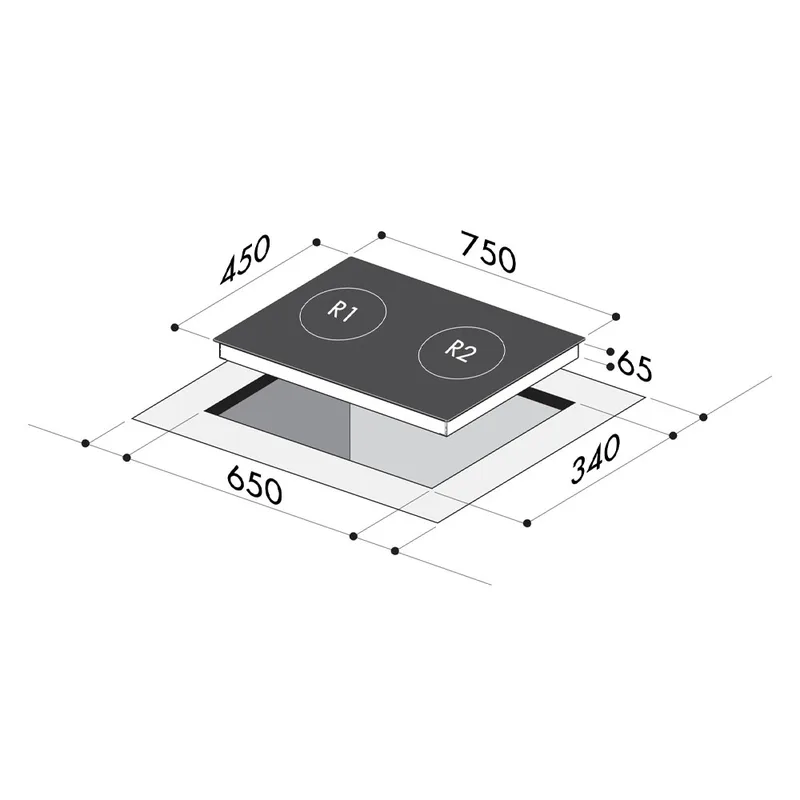 Mayer MMIH752CS 75cm 2 Zone Induction Hob with Slider