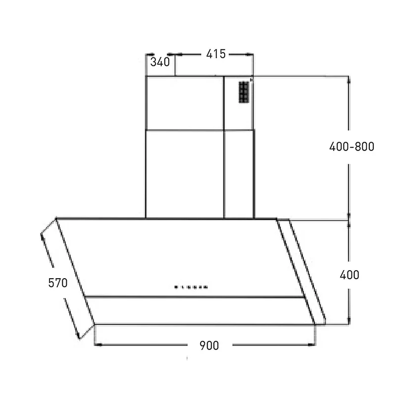 Mayer MMSH8099-L Angled Chimney Hood