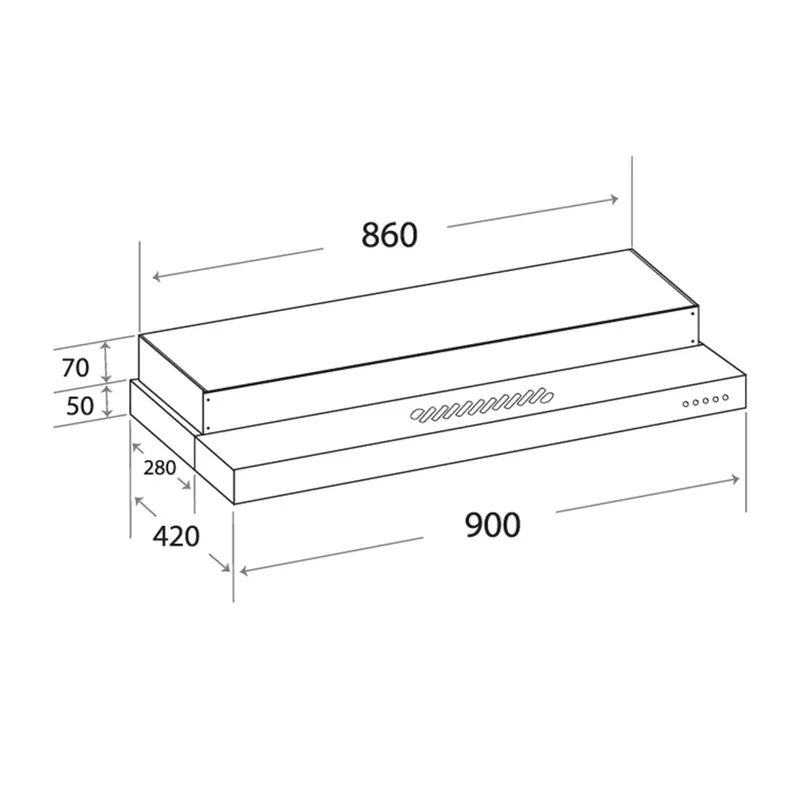 Mayer MMSI900LEDHS-Black 90cm Semi-Integrated Slimline Cooker Hood (Black)
