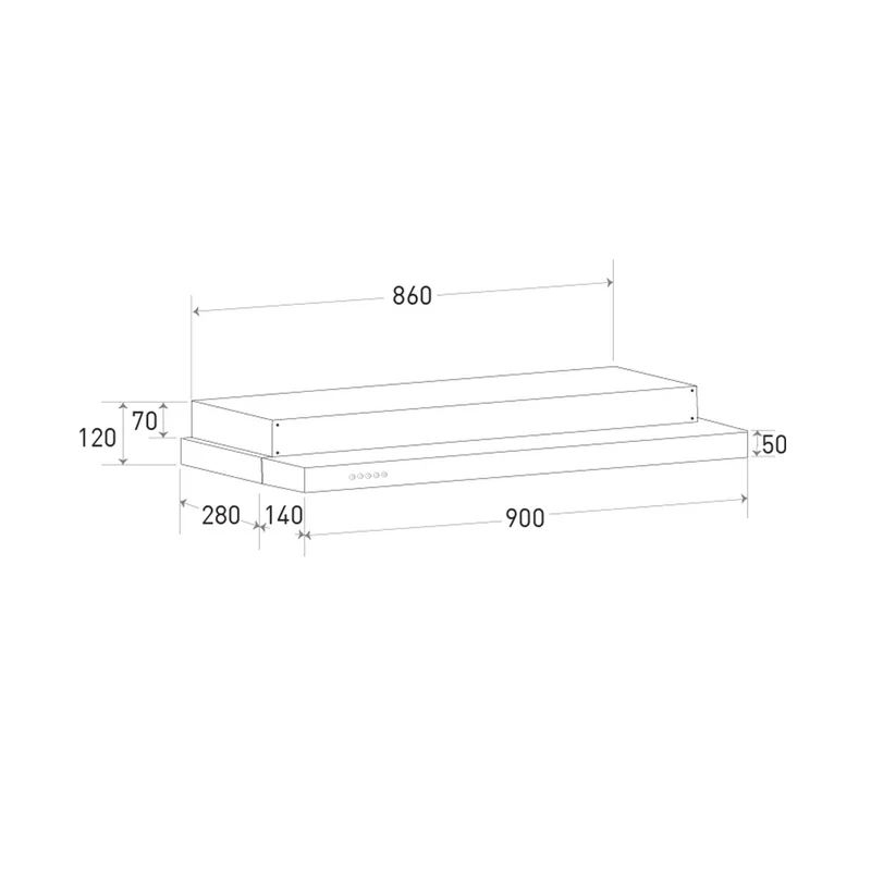 Mayer MMSI903OT 90cm Semi-integrated Hood with Oil Tray