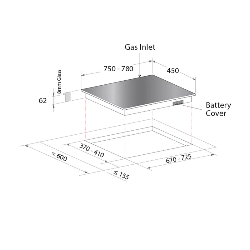 Mayer MMSS772HI 75cm 2 Burner Stainless Steel Gas Hob