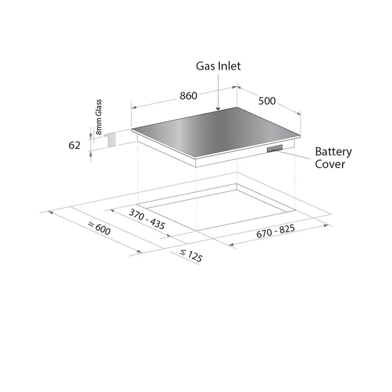 Mayer MMSS882HI 86cm 2 Burner Stainless Steel Gas Hob