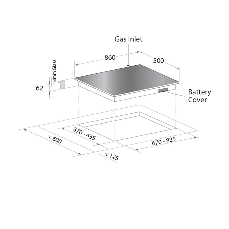 Mayer MMSS883HI 86cm 3 Burner Stainless Steel Gas Hob