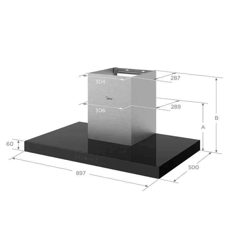 Midea MBI-90M79BK-SG Chimney Hood (Black)