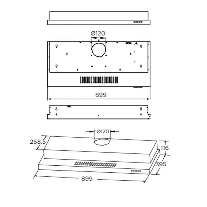 Midea MH90F26BB Slimline Hood (Black)