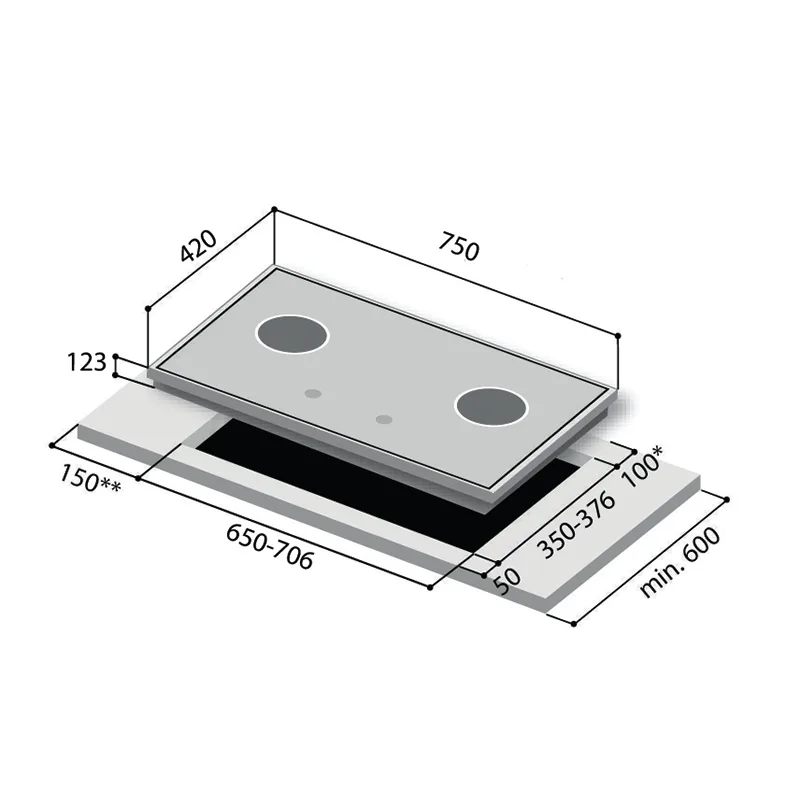 Rinnai RB-7302S-GBS 75cm 2-Burner Gas Hob