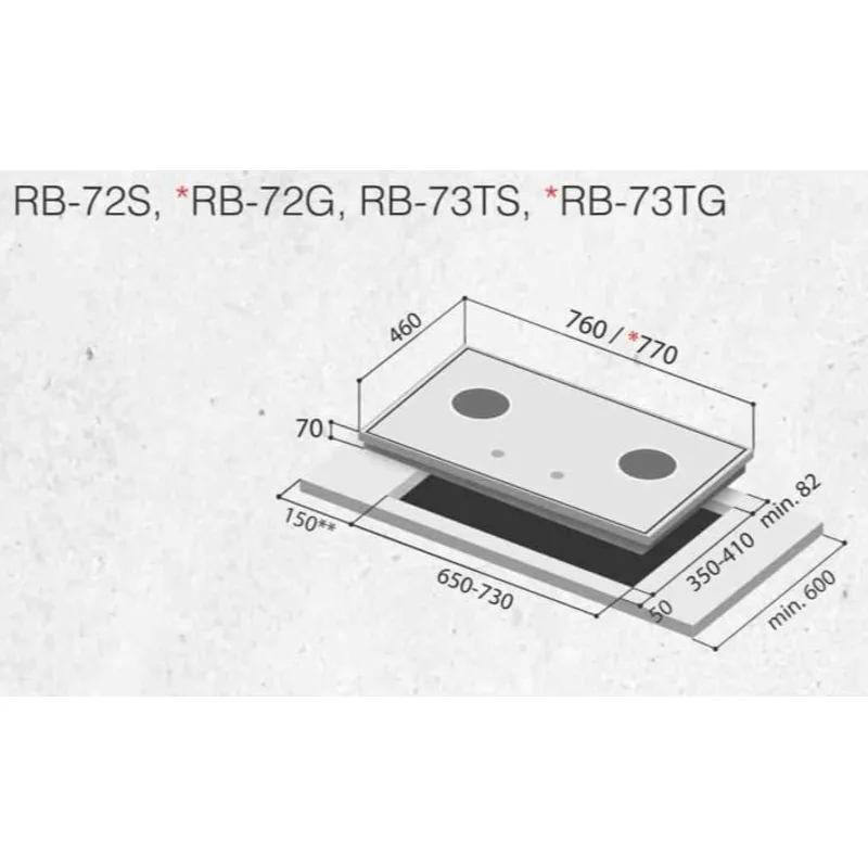 Rinnai RB-73TG Gas Cooker Hob