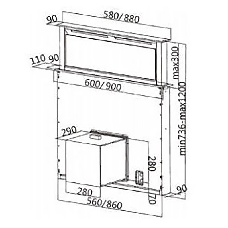 Tecno ISA-3890 90cm Downdraft Cooker Hood