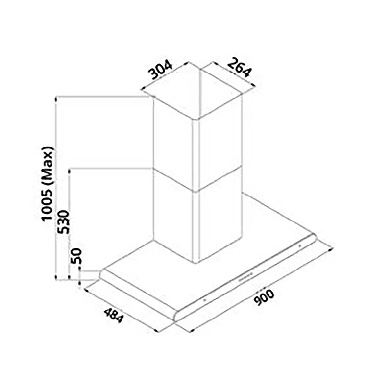 Tecno KA-9008 90cm Round Profile Chimney Cooker Hood