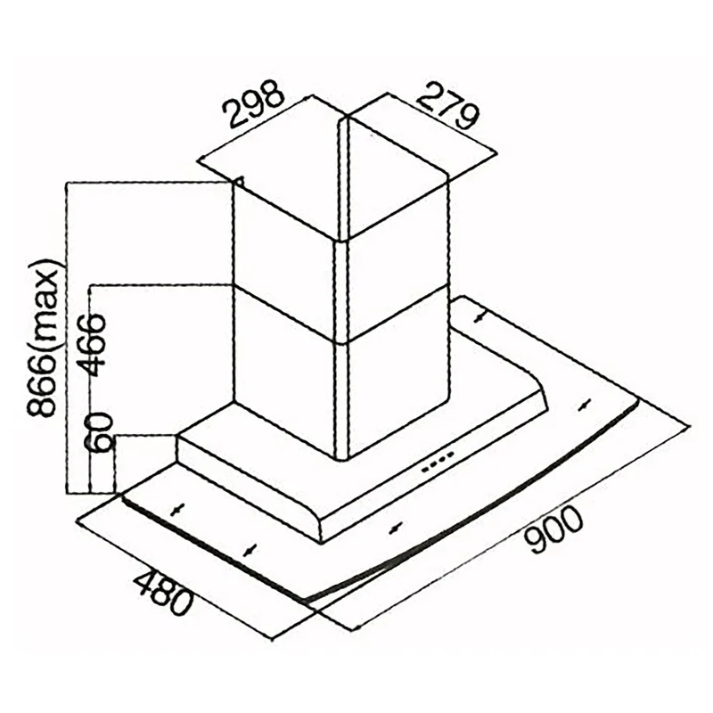 Tecno KA-9808 90cm High Line Glass Chimney Cooker Hood