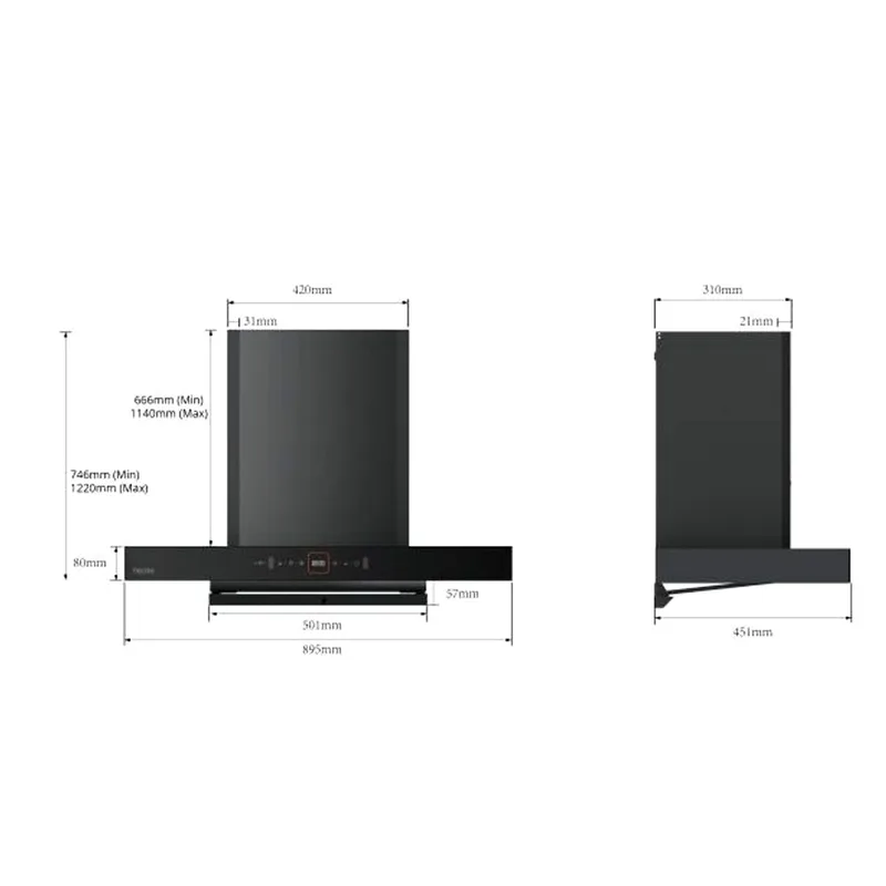 Tecno KD-5088 90cm High Suction Chimney Hood with Auto Clean