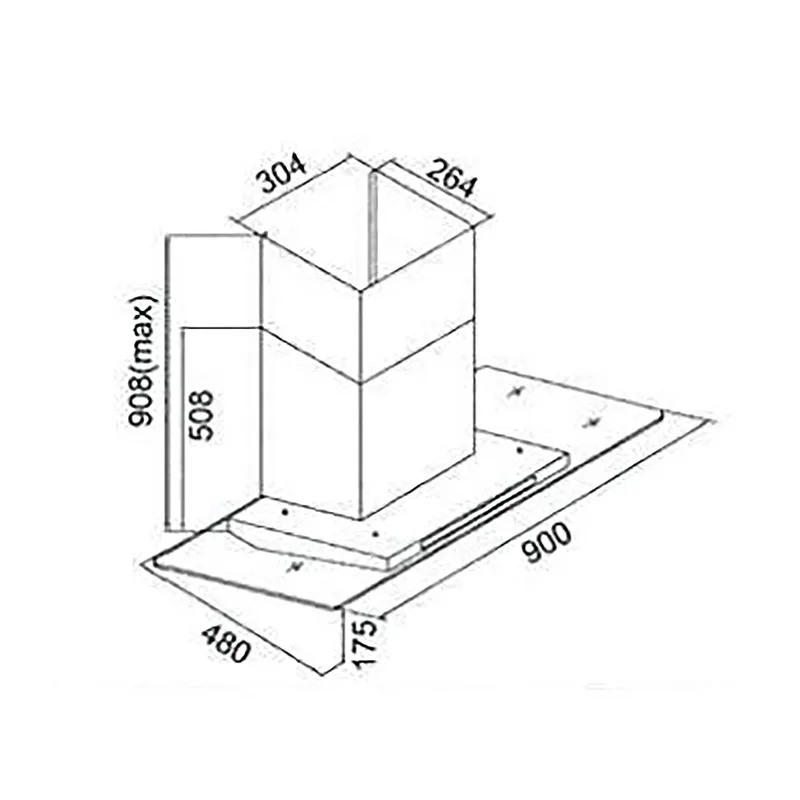 Tecno KP-9988 90cm Tempered Glass Chimney Cooker Hood