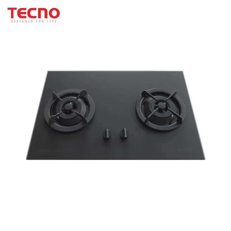 Tecno Matte Series T-22TGSVT-MTBK 2-Burner 75cm Tempered Glass Cooker Hob (Matt Black)
