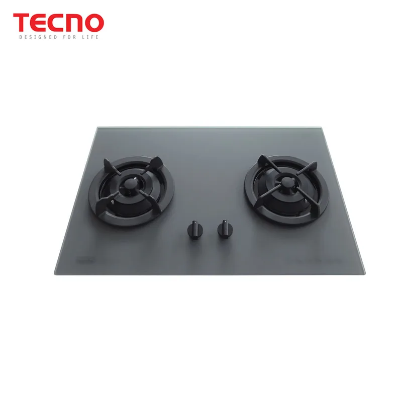 Tecno T-22TGSVT-MTGY Matte Series 2-Burner 75cm Tempered Glass Cooker Hob (Matt Grey)