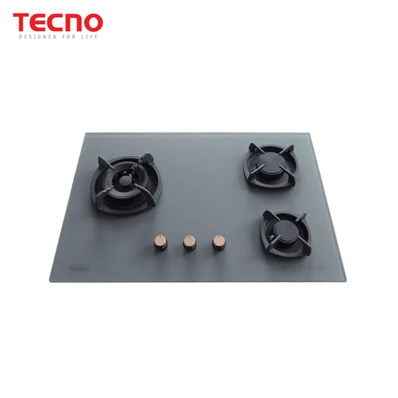 Tecno Matte Series T23TGSV-MTGY 3-Burner Glass Cooker Hob (Matt Grey)