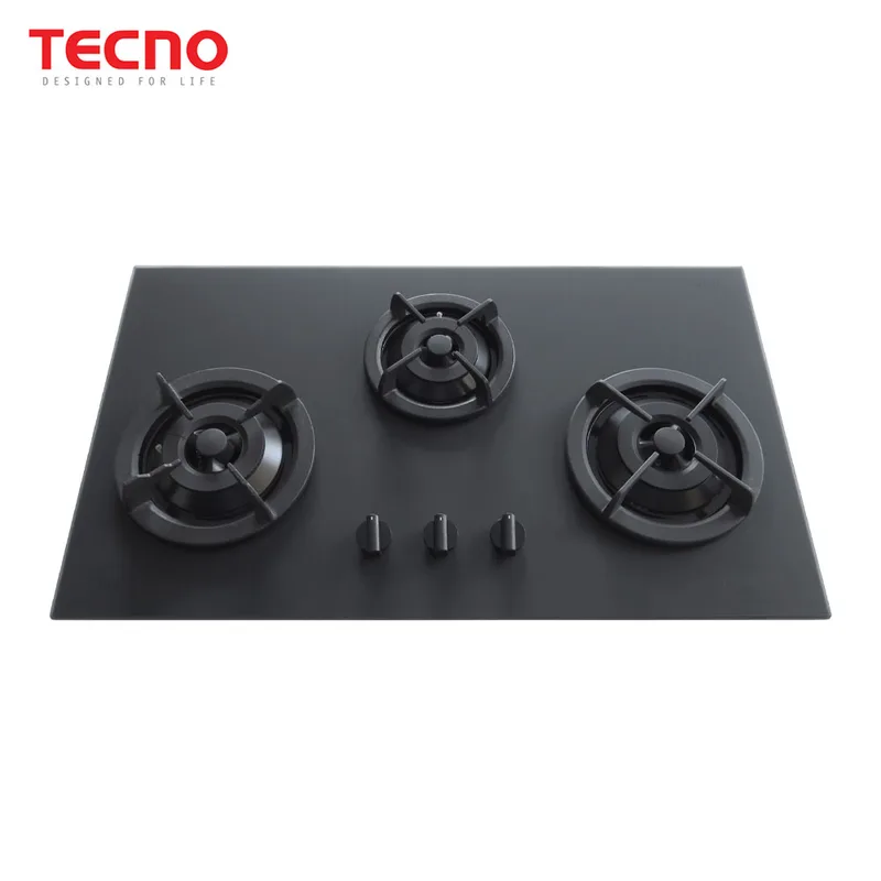 Tecno Matte Series T333TGSV-MTBK 3-Burner 90cm Tempered Glass Cooker Hob (Matt Black)