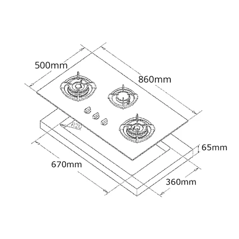 Tecno SR-882SV 90cm Stainless Steel Cooker Hob with Inferno Wok Burner