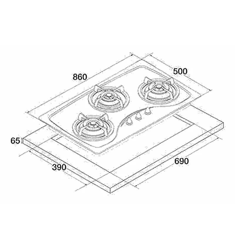Tecno SR288SV 2-Burner 90cm Stainless Cooker Hob