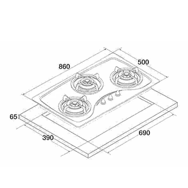 Tecno SR98SV 3-Burner 90cm Stainless Steel Cooker Hob