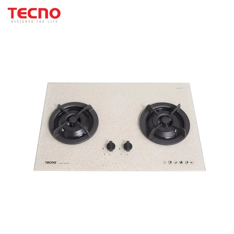Tecno T-22TGSV 2-Burner 70cm Tempered Glass Cooker Hob (Cuppocinno)