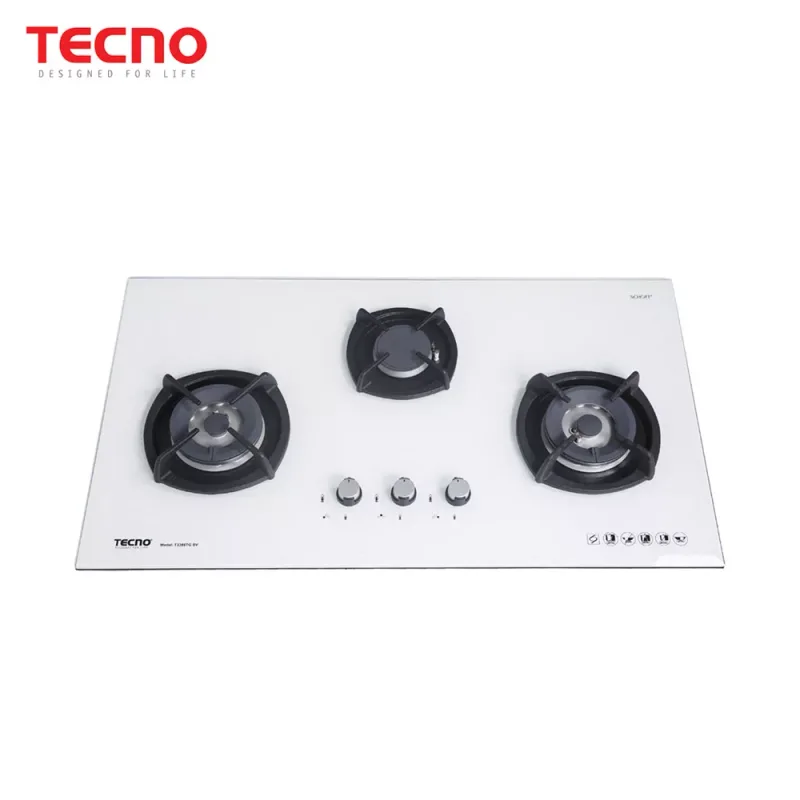 Tecno T-3388TGSV-OPWH 3-Burner 90cm Glass Cooker Hob (Optic White)
