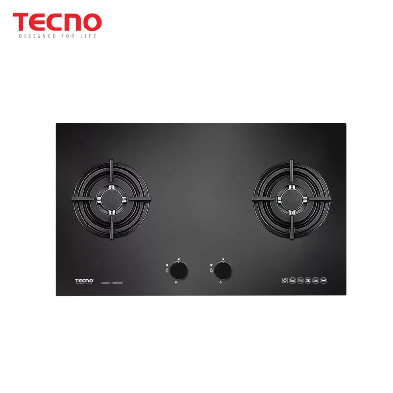 Tecno T-728TRSV 2-Burner 70cm Tempered Glass Cooker Hob