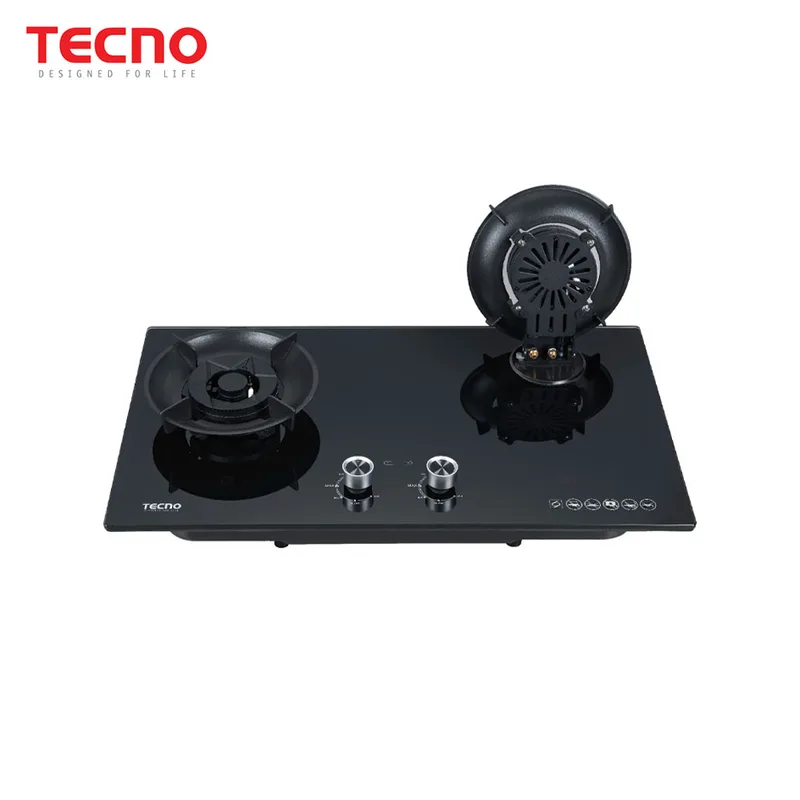 Tecno T-762FLIP-T 2-Burner 76cm Flip-up Burner Tempered Glass Hob with Timer