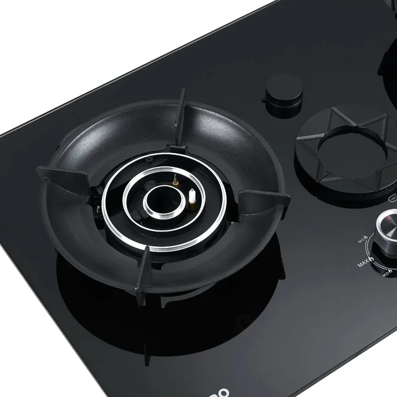 Tecno T-762FLIP-T 2-Burner 76cm Flip-up Burner Tempered Glass Hob with Timer