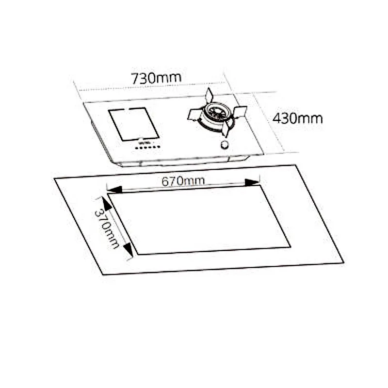 Tecno T-788GI 73cm Gas-Induction Hybrid Glass Hob