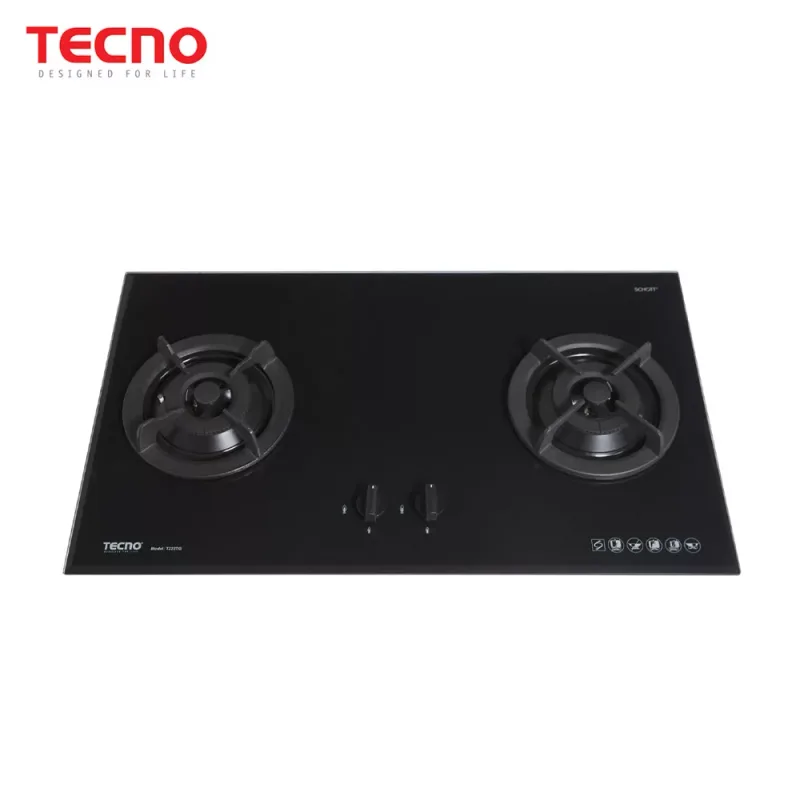 Tecno T222TGSV 2-Burner 90cm Tempered Glass Cooker Hob