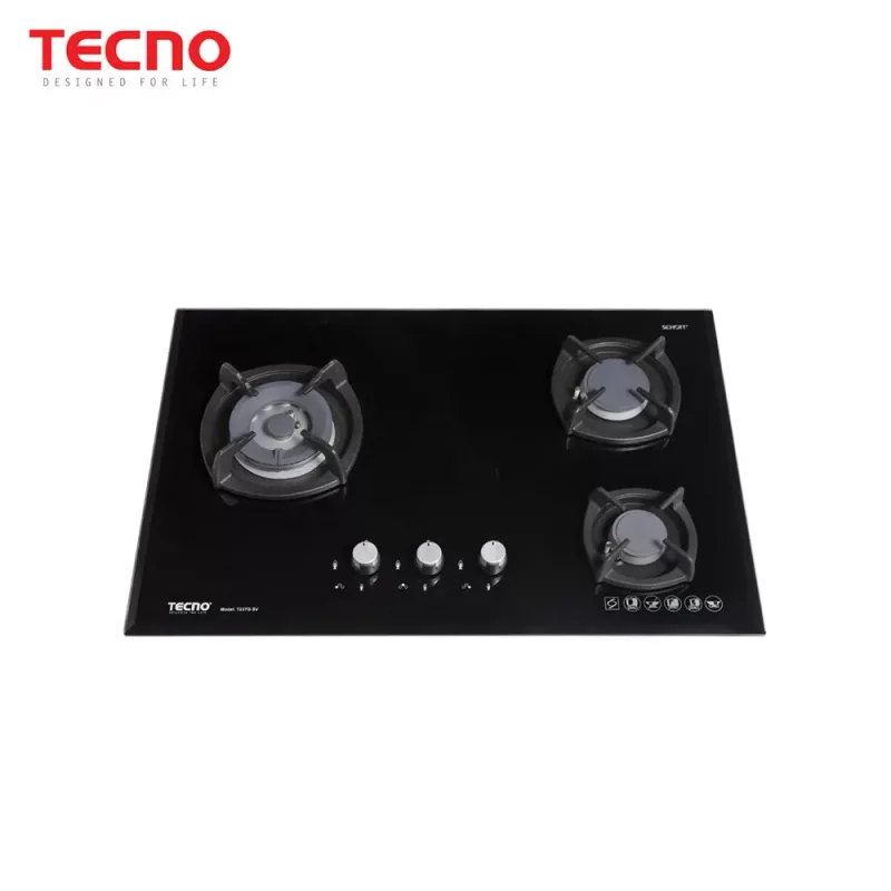 Tecno T23TGSV-BK 3-Burner Glass Cooker Hob (Black)