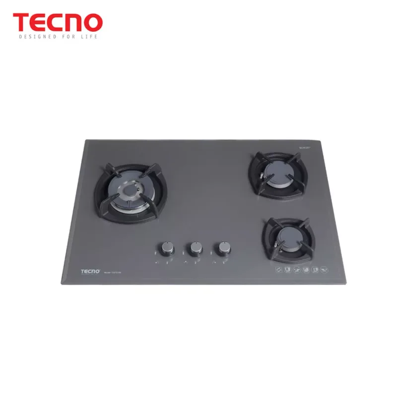 Tecno T23TGSV-GREY 3-Burner Glass Cooker Hob (Ceran Grey)