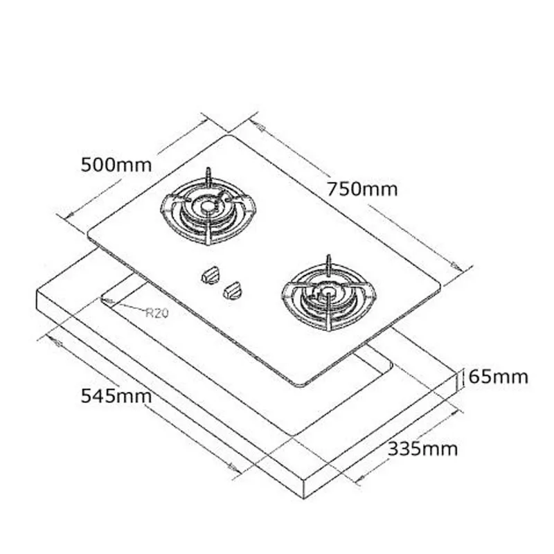 Tecno T23TGSV-GREY 3-Burner Glass Cooker Hob (Ceran Grey)