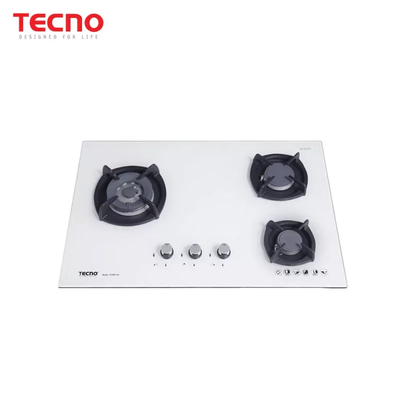 Tecno T23TGSV-OPWH 3-Burner Glass Cooker Hob (Optic White)