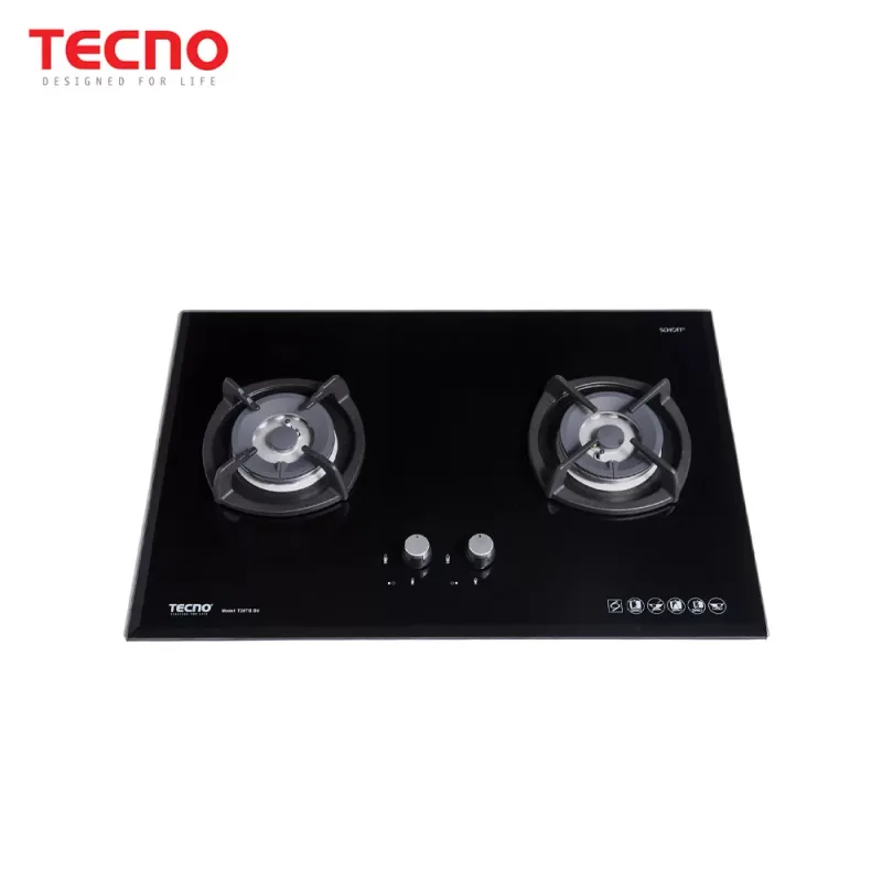 Tecno T28TGSV-BK 2-Burner 75cm Glass Hob (Black)