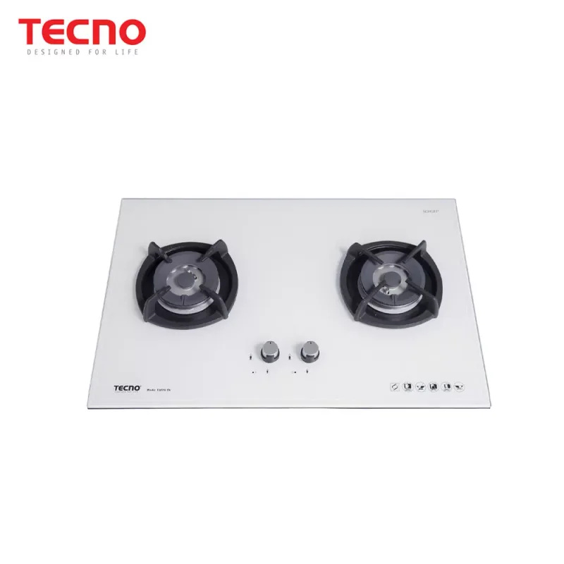 Tecno T28TGSV-OPWH 2-Burner 75cm Glass Hob (Optic White)