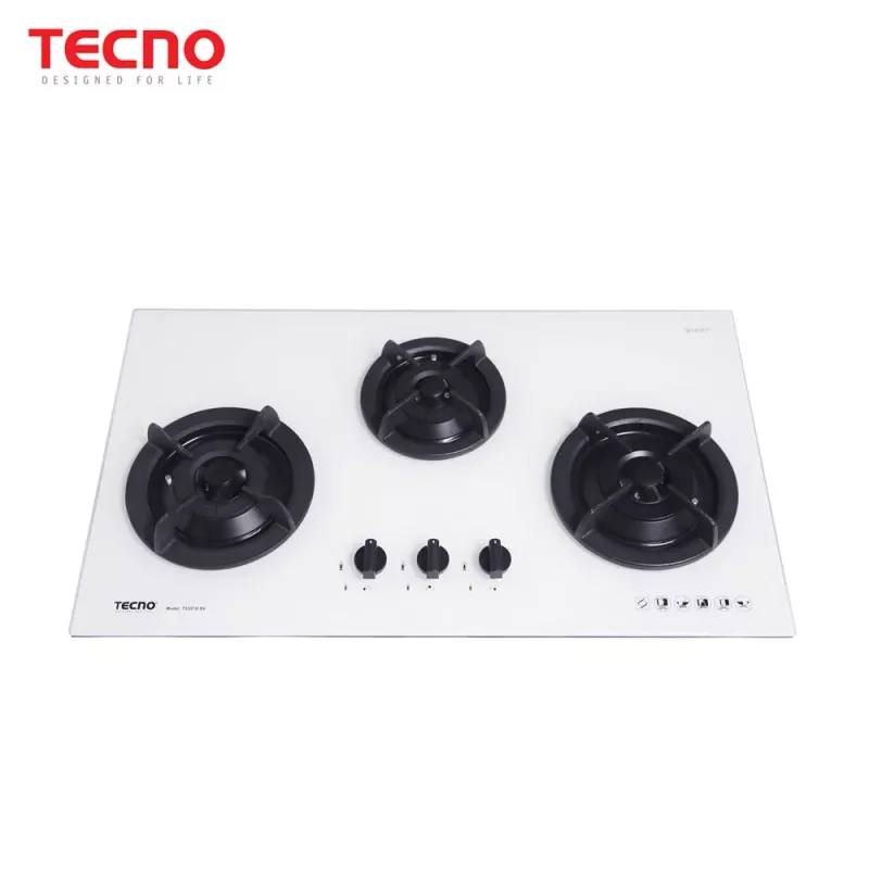 Tecno T333TGSV-OPWH 3-Burner 90cm Tempered Glass Cooker Hob (Optic White)