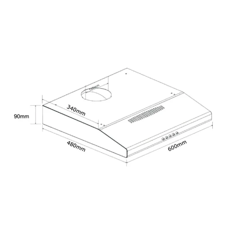 Tecno TCH-6011TL-BK 60cm Full Matte Black Ultra Slim Hood