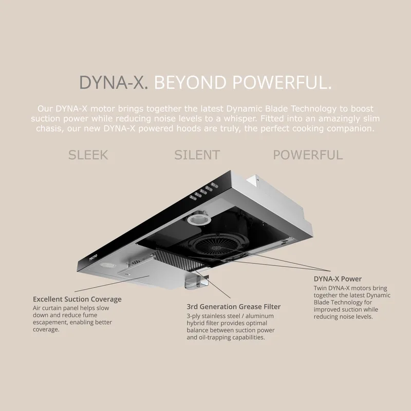 Tecno TCH-939TC-BK Slim Line Hood with DYNA-X Motor (Full Black)