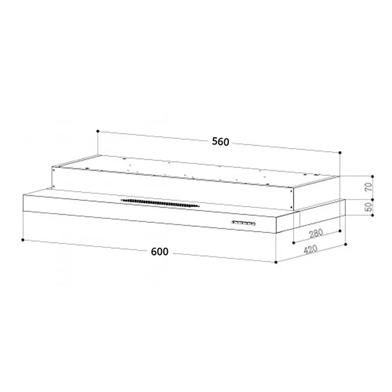 Tecno TH-678TL-SS 60cm Slim Line Cooker Hood with Black Acrylic Front Panel