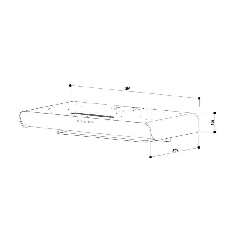 Tecno TH-919D-GM 90cm Round Profile Cassette Slim Hood