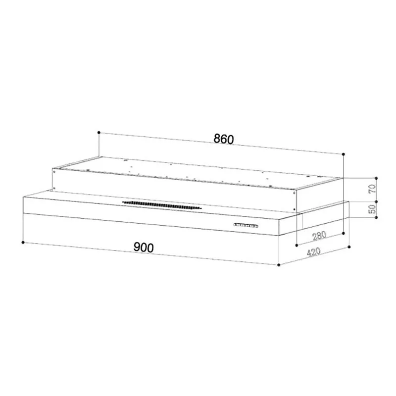 Tecno TH-969TCL-BK Slim Line Cooker Hood with LED Touch Controls (Full Black)