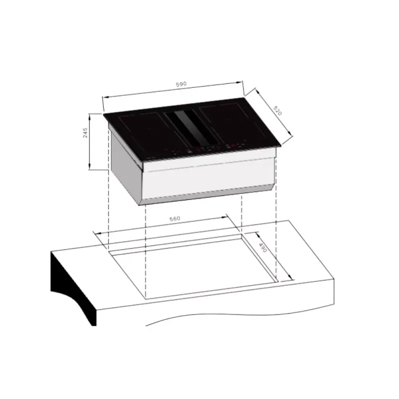 Tecno TIR-6040-FL 60cm Integrated Induction Hob with Hood