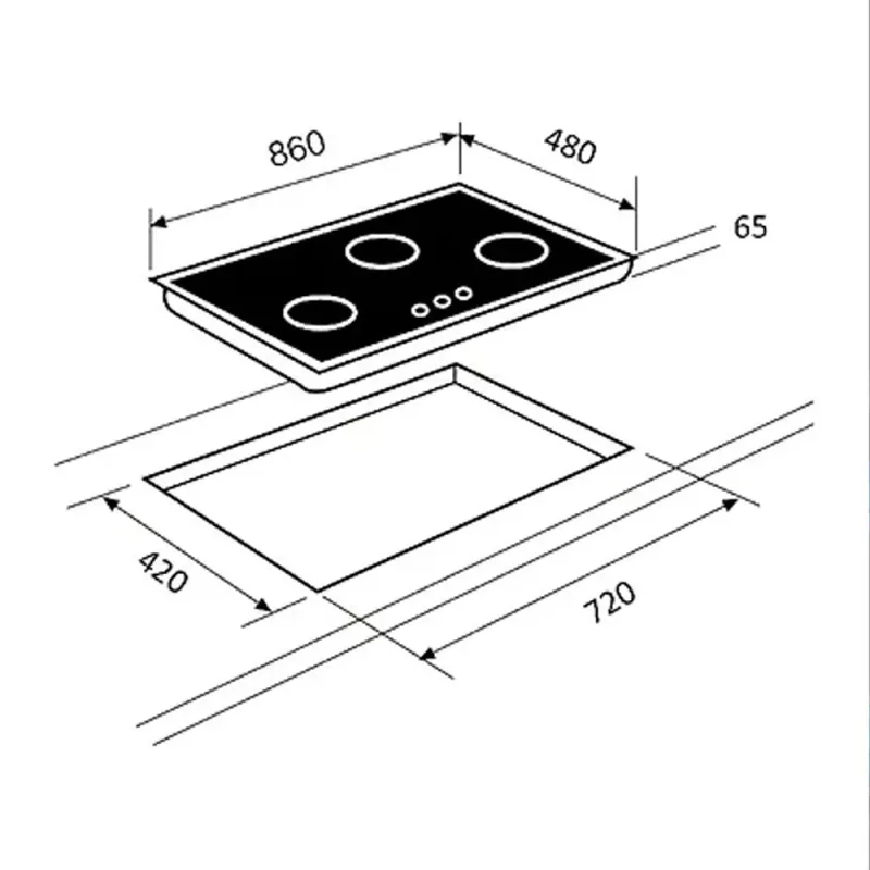 Teka GK LUX 86.1 3G 86cm 3-Burner Glass Gas Hob