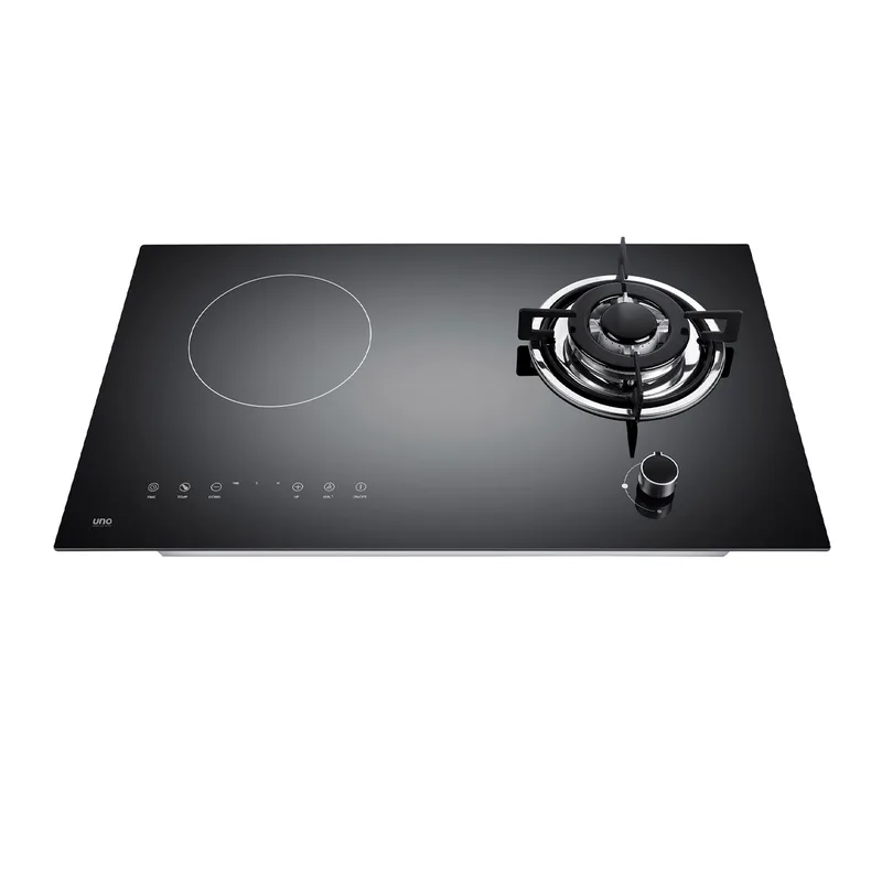Uno UK7338 73cm Gas-Induction Hybrid Glass Hob