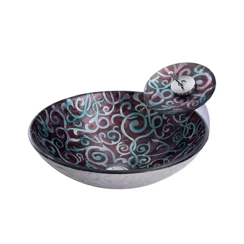 AB-BW14092 Glass Basin Blue Print Black