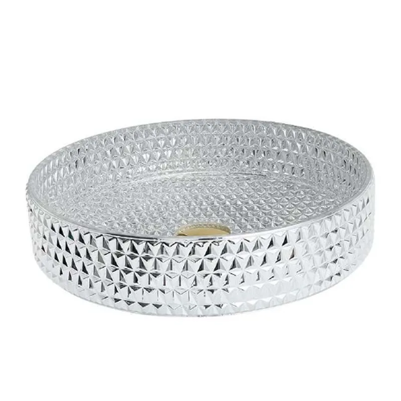 AB-BW20-027 Crystal Glass Basin Silver