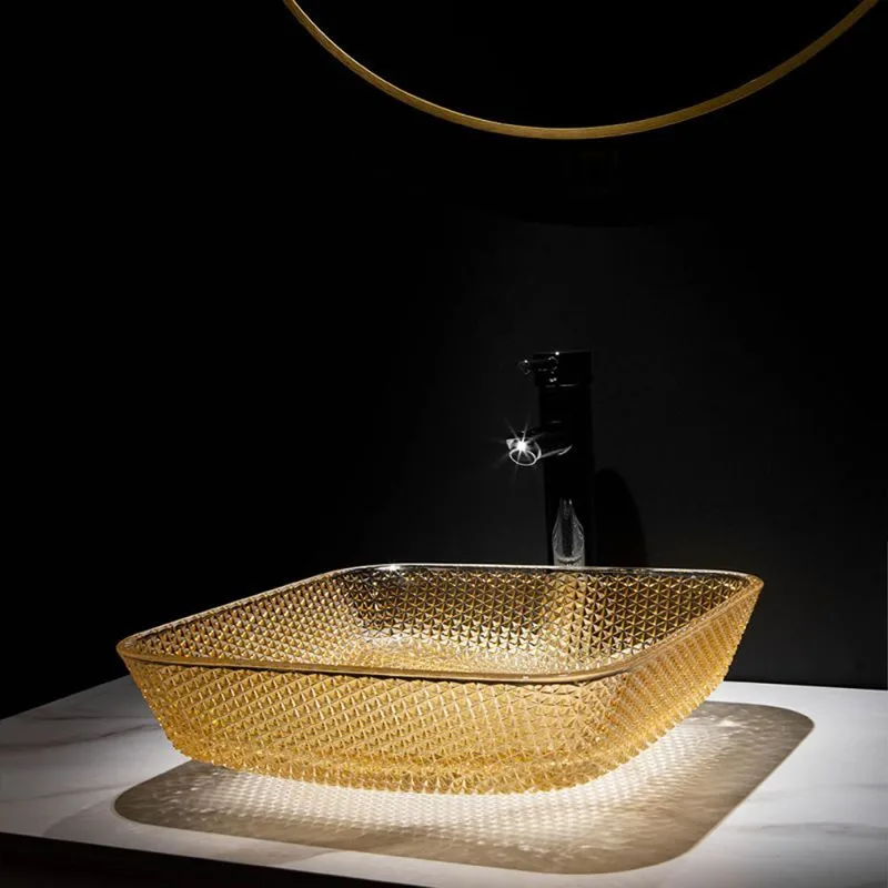 AB-BW21-003 Crystal Glass Basin Gold