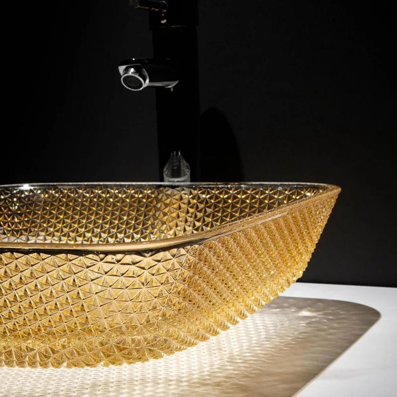 AB-BW21-003 Crystal Glass Basin Gold